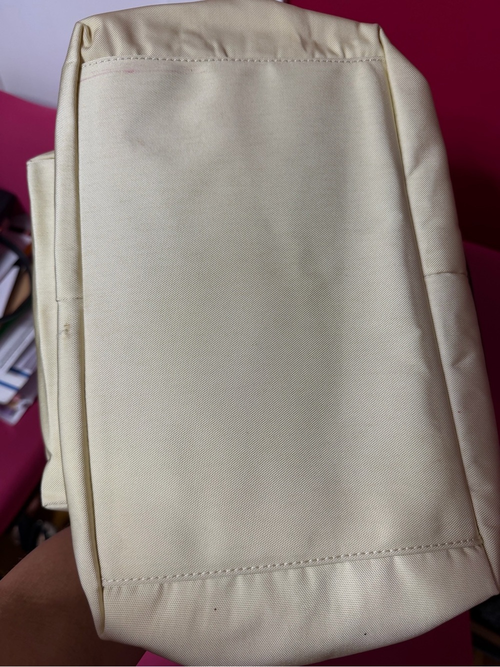 Pre Owned Dooney & Bourke Cream and Brown Leather Tote with Dark Brown Straps - Picture 8 of 8